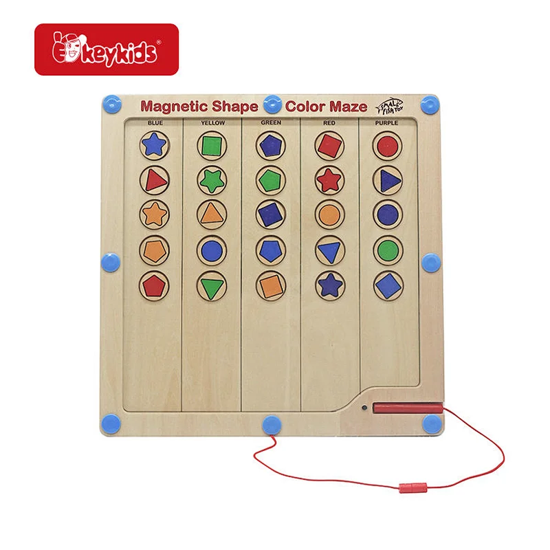OEM educational matching wooden magnet alphabet number maze toys for children W11H127